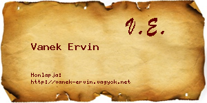 Vanek Ervin névjegykártya